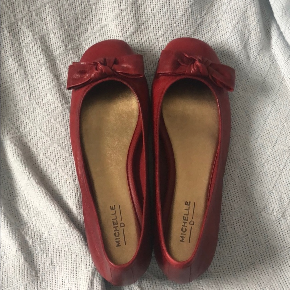 Lightly worn leather flats